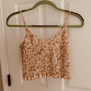 American Eagle Outfitters Cream and Tan Camisole